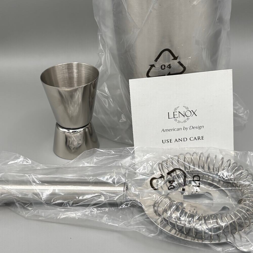 Lenox Tuscany Classics Collection Stainless Steel Cocktail Shaker Set New - Picture 5 of 15